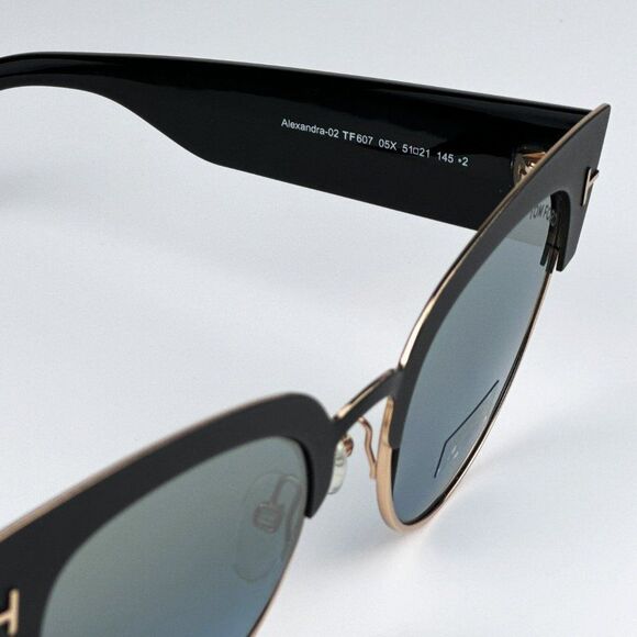 NEW Tom Ford FT0607/S ALEXANDRA 05X Black Blue Mirrored Cat Eye Women Sunglasses - Picture 9 of 13